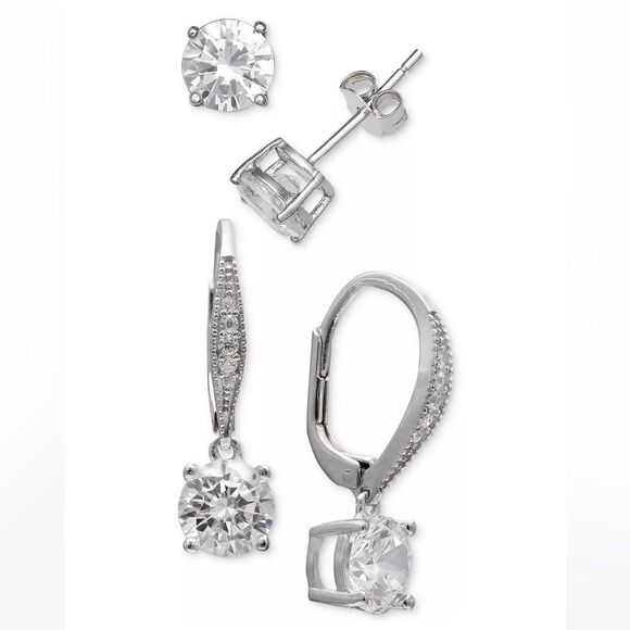 NWT Giani Bernini sterling silver cubic zirconia drop and stud earrings - Picture 1 of 11